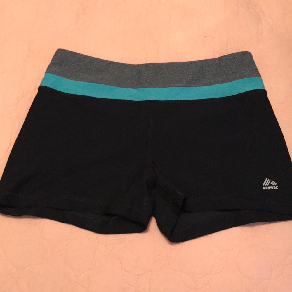 RBX black, aqua, and grey bike/booty shorts